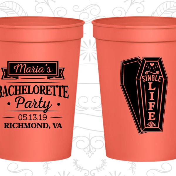 Halloween Bachelorette Cups, Bachelorette Party Cups Personalized, Single Life, Bachelorette Cups (60095)