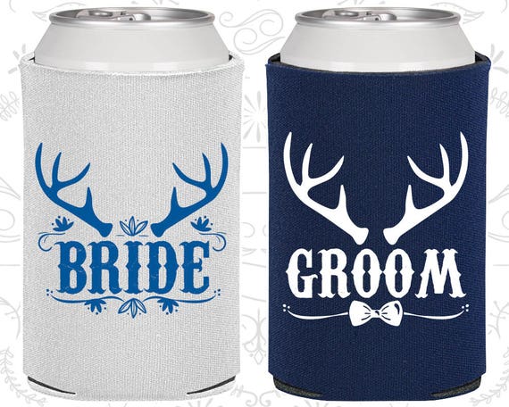 Bride Groom Can Cooler, Bride Groom Gift, Bride Groom Sets, Antlers, Gift for Couples, Bride and Groom Gift (320019) Il_570xn