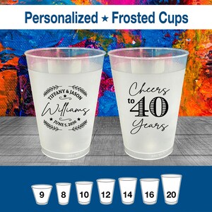 Anniversary Frosted Cups, 40th Anniversary Gift for Parents, Anniversary Gift, Ruby Anniversary Party Favors, Cheers to 40 Years | 80015