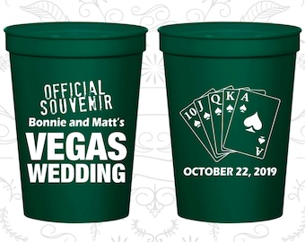Las Vegas Wedding Cups, Personalized Drink Cups, Official Souvenir Vegas Wedding, Playing Cards, Plastic Party Cups (65)