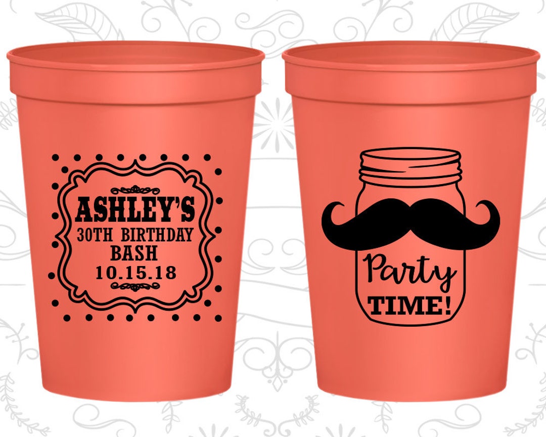 30th Birthday Cups Cheap Party Cups Mason Jar Birthday Cups Etsy