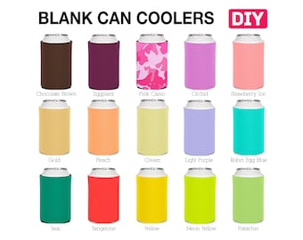 100 Pack - Blank Can Coolers Blank Coolers Foam Can Holders Collapsible Bulk Beer Huggers Screen Print Embroidery HTV DIY Crafts