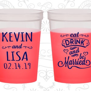 Eat Drink and Be Married Wedding, Wedding Favor Plastic Mood Cups, Hearts, Yellow Mood Cups 239 image 1