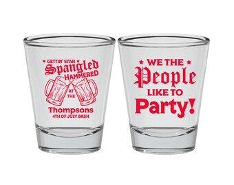 4th of July Shot Glasses, 4th of July Party, July 4th Gift Ideas, Fourth of July Party Decor, Star Spangled Hammered | 220030