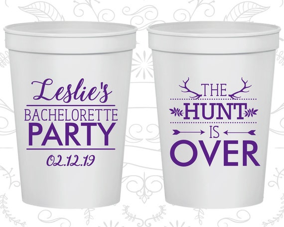 Hunt is Over Bachelorette Party, Bachelorette Cup Customized, Rustic Bachelorette Cups, Bachelorette Cups (60184) Il_570xn