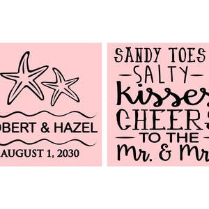Personalized Wedding Gift, Tropical Wedding Gift, Beach Wedding Favors, Sandy Toes and Salty Kisses, Cheers to the Mr and Mrs | 356 image 2