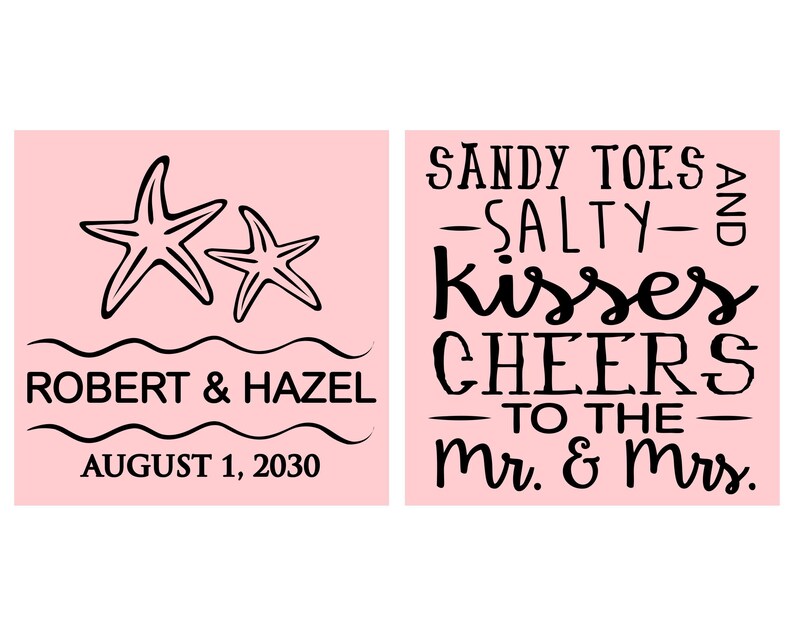 Personalized Wedding Gift, Tropical Wedding Gift, Beach Wedding Favors, Sandy Toes and Salty Kisses, Cheers to the Mr and Mrs | 356 image 2