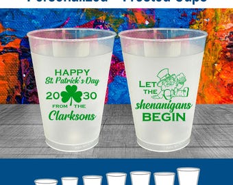St Patricks Day Frosted Cups, St Patricks Day Party Favors, Saint Patricks Day, Irish Favors, Let the Shenanigans Begin, Leprechaun | 200011