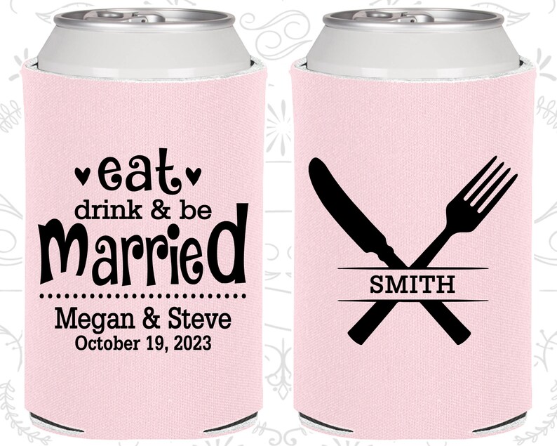 Eat Drink and Be Married, Wedding Ideas, Country Wedding Favors, Picnic Wedding Favors, Outdoor Wedding Favors, Wedding Can Coolie 426 image 1