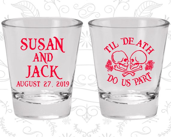 Till Death Do Us Part Shot Glasses, Customized Shot Glass, Day of the Dead Shot Glasses, Candy Skull Shot Glasses (213) Il_570xn