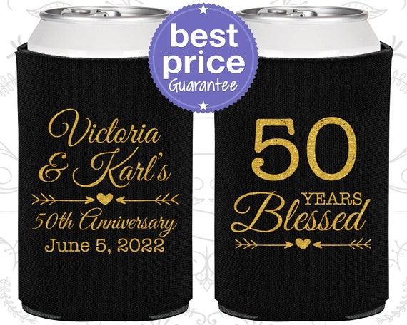 50th Anniversary Gift for Parents, Anniversary Can Coolers, Anniversary Ideas, Golden Anniversary Party Favors, 50 Years Blessed (80037) Il_570xn