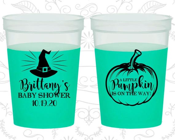 Halloween Baby Shower, Baby Shower Color Changing Cups, Pumpkin Baby Shower, Baby Shower Color Change Cup | 90196