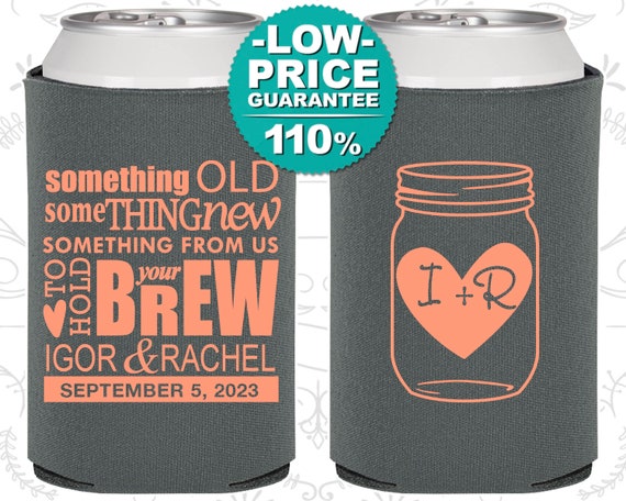 Wedding Can Coolers, Mason Jar, Something Old Something New, Personalized Can Coolers, Custom Beer Can Coolers, Wedding Favors (C01) Il_570xn