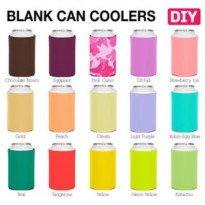 25 Pack - Blank Can Coolers for Screen Printing HTV Heat Pressing Transfer Vinyl Embroidery Collapsible Bulk Beer Huggers Holders DIY Craft