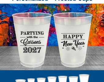 New Years Frosted Plastic Cups, New Years Party Favors, 2027 NYE Party Supplies, Happy New Year | 170016
