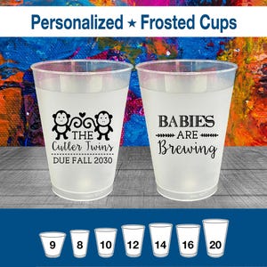 Babies are Brewing, Baby Shower Frosted Cups, Twins Baby Shower, Monkey Baby Shower, Baby Shower Shatterproof Cups | 90068