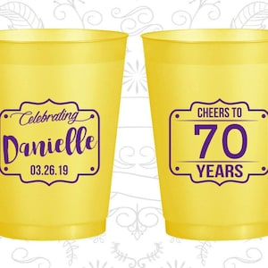 70th Birthday Frosted Cups, Cheers to 70 years, Cheers to Seventy Years, Frosted Birthday Cups | 20227