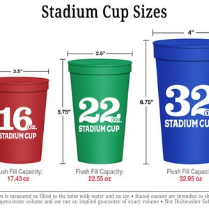 the stadium cup sizes are shown in three different colors