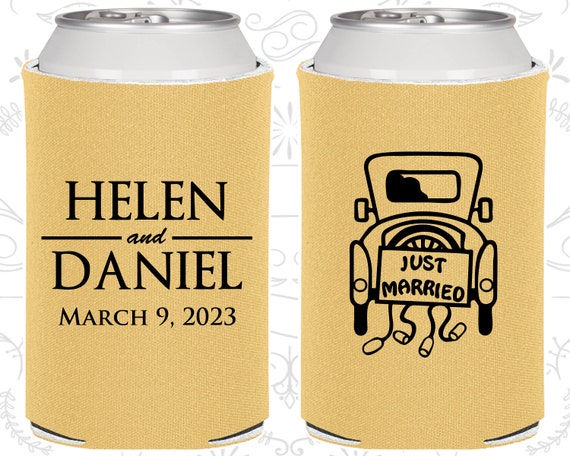 Just Married Gifts, Custom Gifts, Vintage Car, Vintage Wedding Gift, Custom Wedding Can Coolers (13) Il_570xn