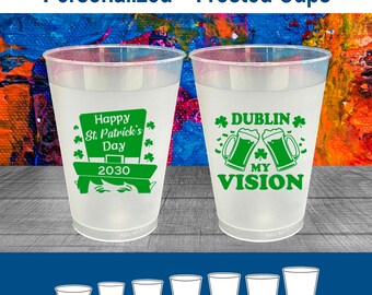 St Patricks Day Frosted Cups, St Patricks Day Favors, Saint Paticks Day, Irish Favors, Dublin My Vision, Leprechaun Cups, Irish Cup | 200016
