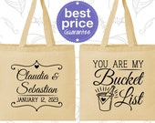 You are My Bucket List, Printed Cotton Canvas Tote, Vintage Wedding Bags, Romantic Bags, Bucket, Welcome Tote Bags (C396) Il_170x135