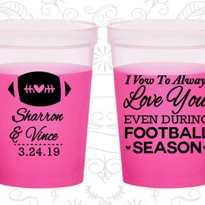 I Vow to Always Love You, Even During Football Season, Custom Color Changing Cups, Football Wedding, Blue Mood Cups 302 image 1