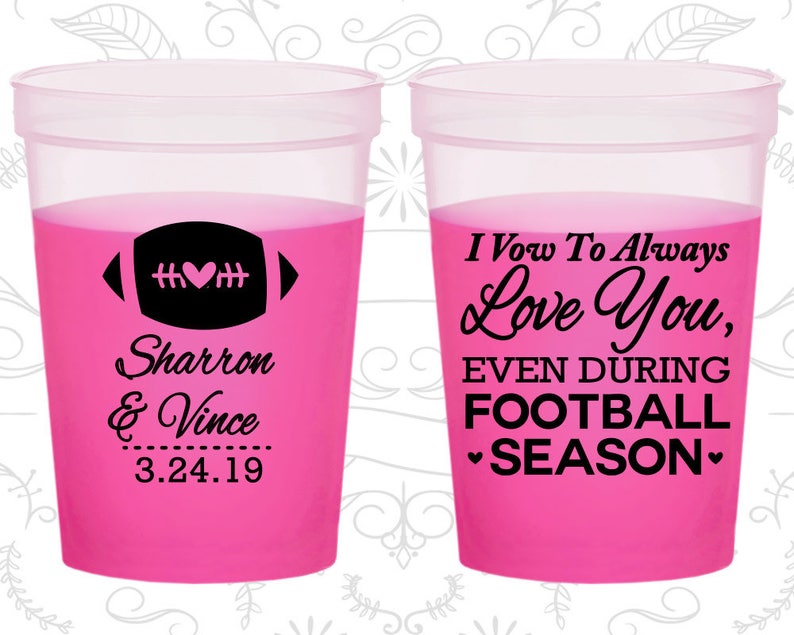 I Vow to Always Love You, Even During Football Season, Custom Color Changing Cups, Football Wedding, Blue Mood Cups 302 image 1