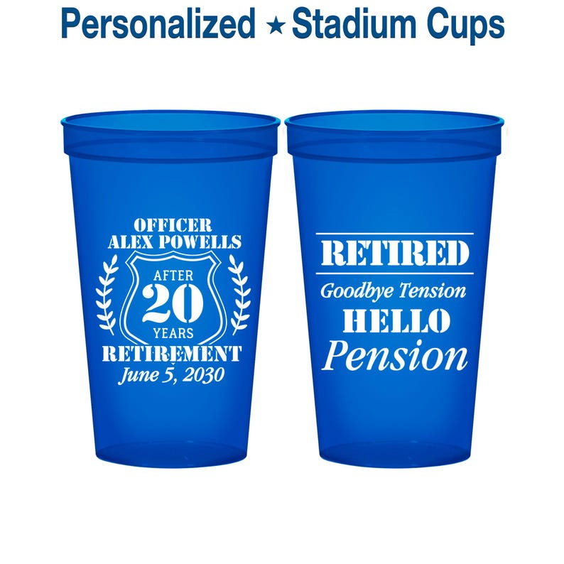 Retirement Plastic Cups, Retirement Party Favors, Retirement Gifts, Retirement Favors, Police Retirement Party | 150011 Bild 1
