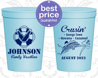 Family Vacation Party Cups, Vacation Favors, Family Trip Gifts, Cruise Party Favors, Cruise Ship Cups, Cruise Ship Gifts (180039)