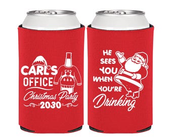 Christmas Party Favors, Christmas Can Cooler, Personalized Christmas, Holiday Party Favors, Ugly Christmas Sweater Party | 280028