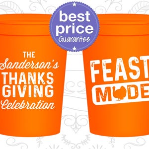 Thanksgiving Stadium Cups, Thanksgiving Party Favors, Personalized Thanksgiving Cups, Thanksgiving Table Favor, Feast Mode | 260019