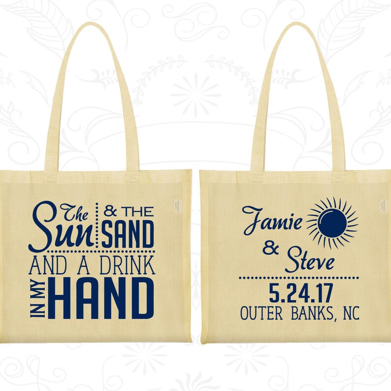 The Sun And The Sand And A Drink In My Hand Cheap Tote Bags Etsy