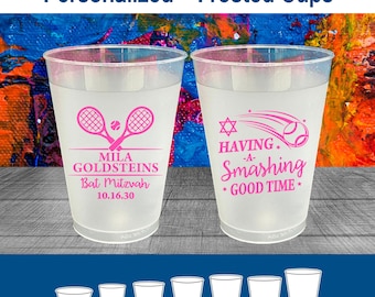 Bat Mitzvah Frosted Cups, Bat Mitzvah Favors, Bat Mitzvah Ideas, Batmitzvah Gift, Tennis Bat Mitzvah, Sports Bat Mitzvah | 120018