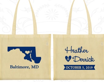 Maryland Wedding, Maryland Tote Bags, Wedding Favor Canvas Bag Tote, Destination Wedding Bags, State Tote Bags, Wedding Tote Bags (119)