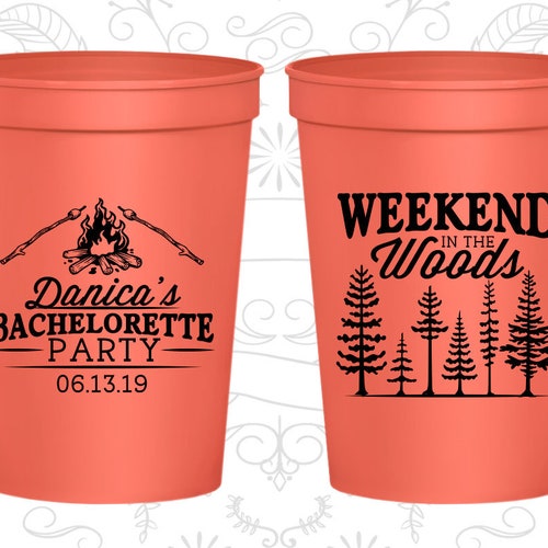 Camping Bachelorette Cups Personalized Bachelorette Party Etsy