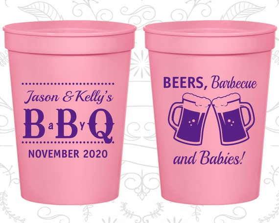 BBQ Baby Shower Cups, Personalized Baby Shower Cups, barbecue Baby Shower Cups, Baby Shower Gifts, Baby Shower Keepsake (90111) Il_570xn
