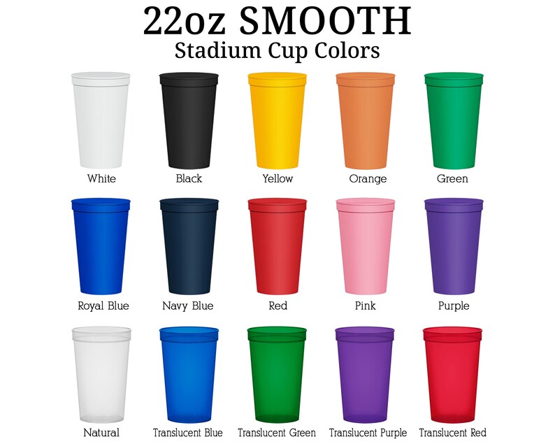 a set of cups with different colors of them