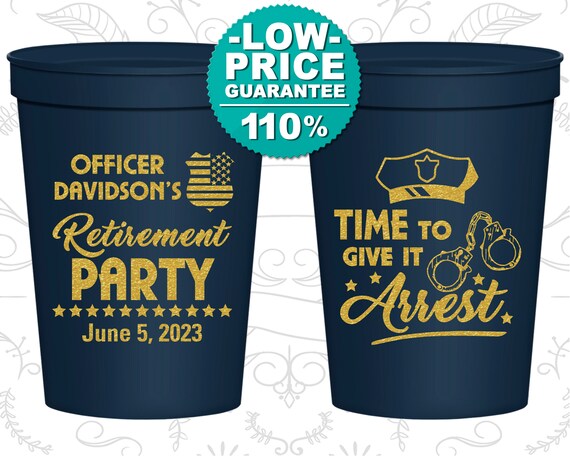 Retirement Plastic Cups, Retirement Party Favors, Retirement Gifts, Retirement Decor, Police Retirement Party (150014) Il_570xn
