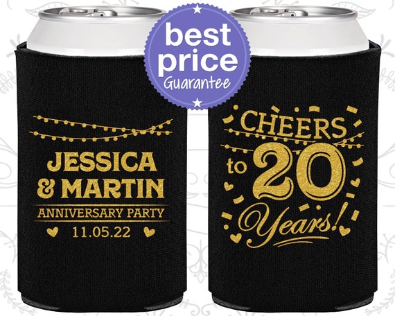 20th Anniversary Gift for Couple, Anniversary Can Coolers, Anniversary Party Favors, China Anniversary Favors, Cheers to 20 Years (80011) Il_570xn