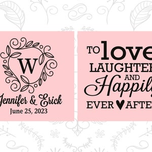 Wedding Shot Glasses, Custom Shot Glasses, Love Laughter Happily Ever After, Wedding Favors, Personalized Glassware, Custom Shot Glass C61 image 2