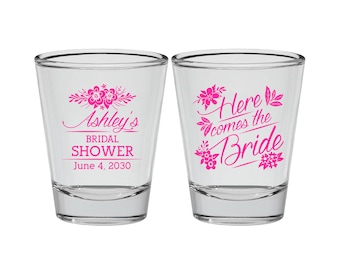 Bridal Shower Shot Glasses, Bridal Shower Favors, Bridal Shower Gifts, Bridal Shower Favor Ideas, Here Comes The Bride | 100000