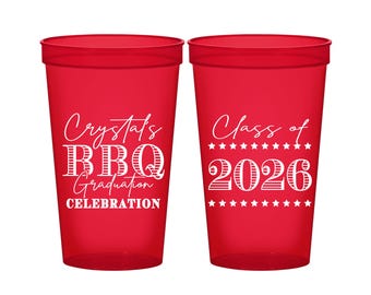 Graduation Party Cups, Graduation Favors, Grad Party Decor, High School Graduation Party Favors, Class of 2026 Cups, Graduation BBQ | 130005