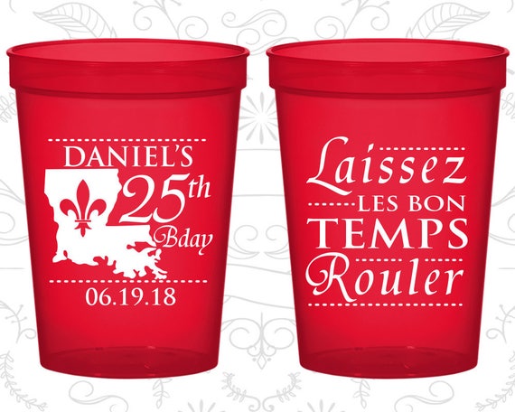 25th Birthday Cups, Plastic Party Cups, Fleur De Lis Birthday Cups, Nola Birthday Cups, Birthday Cups (20245) Il_570xn