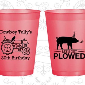 30th Birthday Frosted Cups, Farm Birthday, Tractor Birthday, Frosted Birthday Cups | 20166