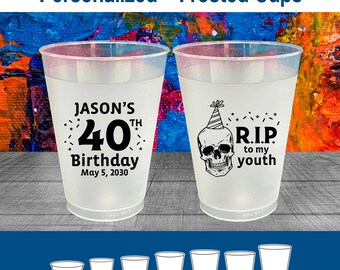 40th Birthday Frosted Cups, Frosted Birthday Cups, Birthday Party Favors | 20141