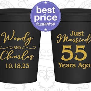 Anniversary Plastic Cups, 55th Wedding Anniversary Party Favors, Anniversary Decor, Emerald Anniversary Favors, Parents Anniversary | 80028