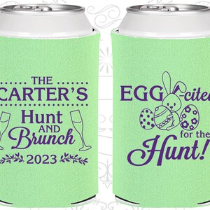 Easter Party Favors, Easter Can Coolers, Easter Party Ideas, Easter Decorations, Easter Brunch, Eggcited for the Hunt | 210011