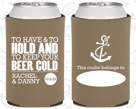 Anchor Wedding, Wedding Decor, To Have and To Hold and To Keep Your Beer Color, Nautical Wedding, Wedding Party Can Coolers (99) Il_570xn