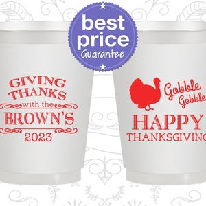 Thanksgiving Frosted Cups, Thanksgiving Favors, Custom Thanksgiving, Happy Thanksgiving, Gobble Gobble | 260022