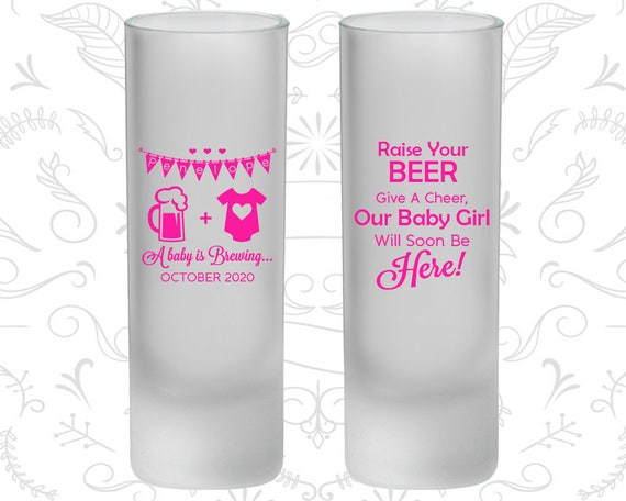 A Baby is Brewing, Baby Shower Shooter Glasses, Baby Announcement, Baby Girl Baby Shower, Baby Shower Tall Shot Glasses (C90065) Il_570xn